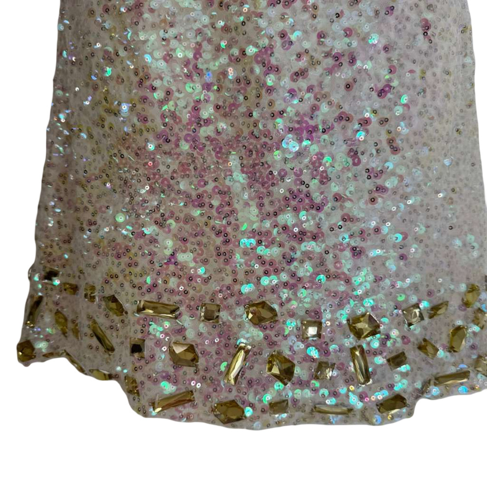 Alyce Paris Womens Sequin Mini Backless One Shoulder Prom Formal Dress Gown sz 4 - Picture 8 of 16